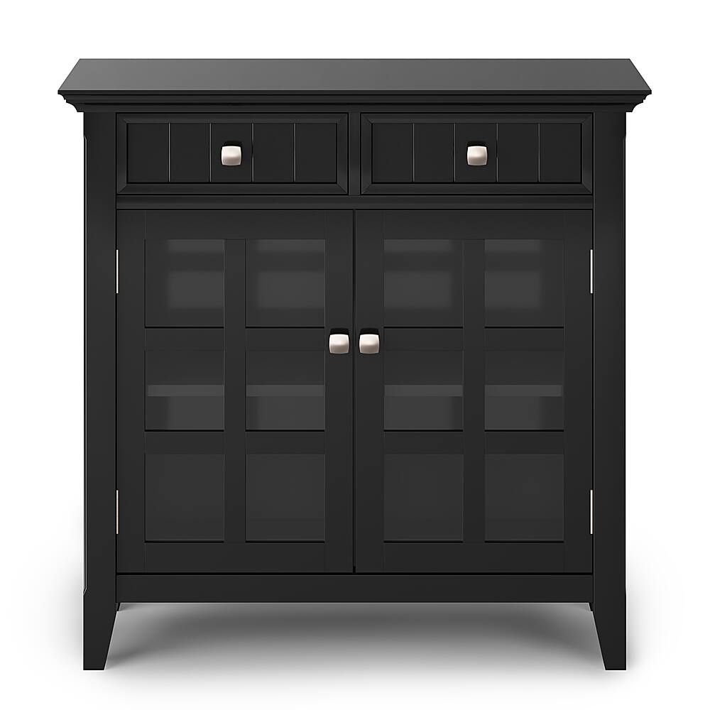 Left. Simpli Home - Acadian SOLID WOOD 36 inch Wide Transitional Entryway Hallway Storage Cabinet in Black - Black.