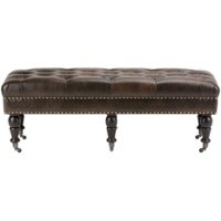 Simpli Home - Henley Traditional Bonded Leather Bench Ottoman - Distressed Brown - Front_Zoom