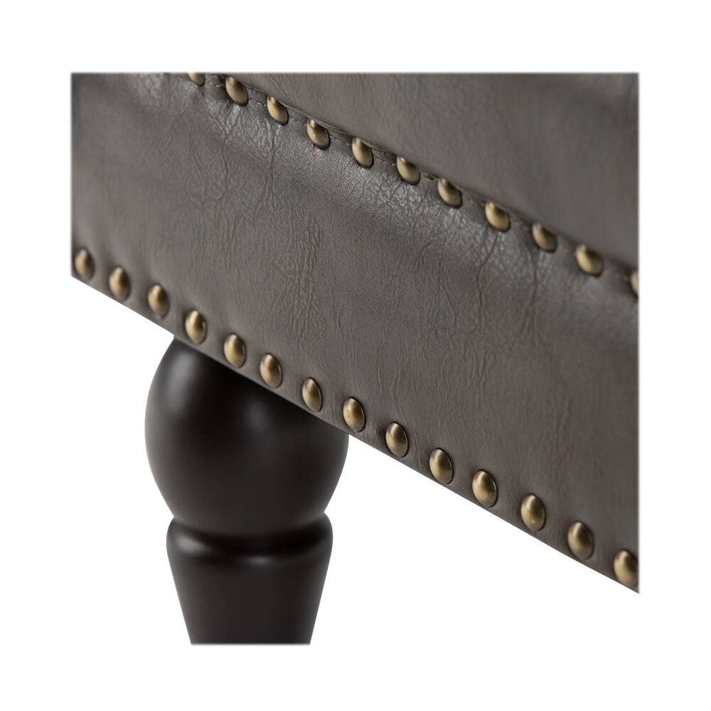 Alt View 13. Simpli Home - Henley Traditional Bonded Leather Bench Ottoman - Distressed Brown.