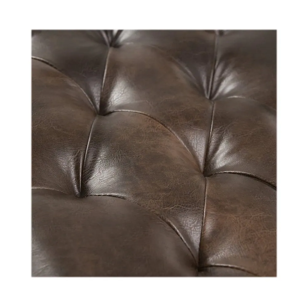 Alt View 14. Simpli Home - Henley Traditional Bonded Leather Bench Ottoman - Distressed Brown.