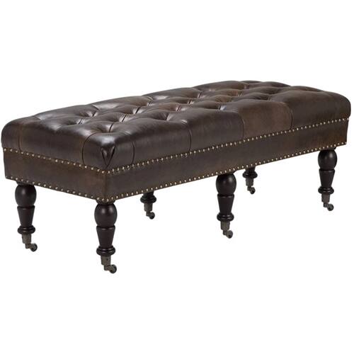 Alt View 15. Simpli Home - Henley Traditional Bonded Leather Bench Ottoman - Distressed Brown.