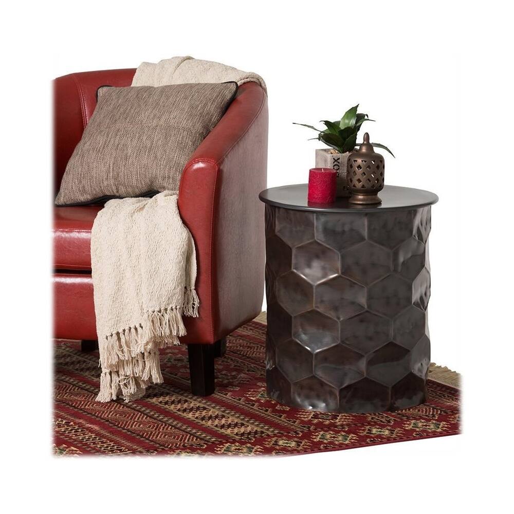 Alt View 14. Simpli Home - Whitney Round Contemporary Iron Accent Side Table - Antique Bronze.