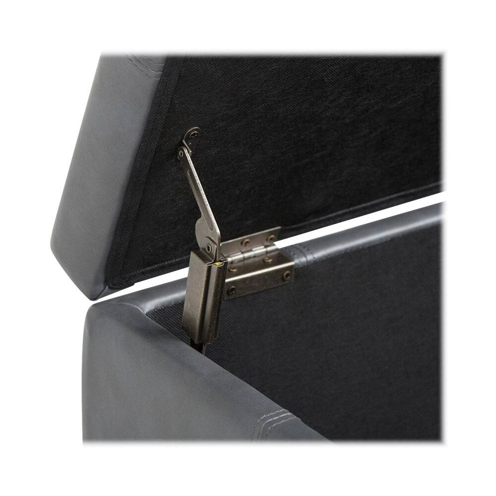 Alt View 11. Simpli Home - Dover Rectangular Contemporary Wood/Foam Bench Ottoman With Inner Storage - Stone Gray.