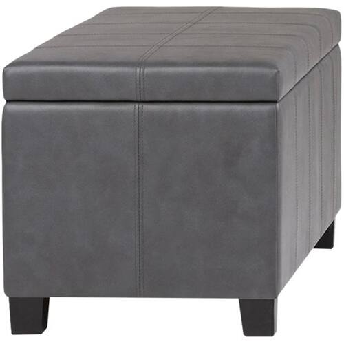 Alt View 12. Simpli Home - Dover Rectangular Contemporary Wood/Foam Bench Ottoman With Inner Storage - Stone Gray.