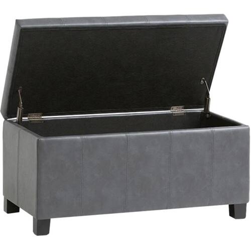 Alt View 13. Simpli Home - Dover Rectangular Contemporary Wood/Foam Bench Ottoman With Inner Storage - Stone Gray.