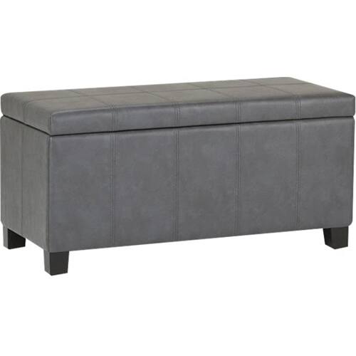 Alt View 14. Simpli Home - Dover Rectangular Contemporary Wood/Foam Bench Ottoman With Inner Storage - Stone Gray.