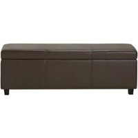 Simpli Home - Avalon Rectangular Contemporary Wood/Foam Bench Ottoman With Inner Storage - Chocolate Brown - Front_Zoom