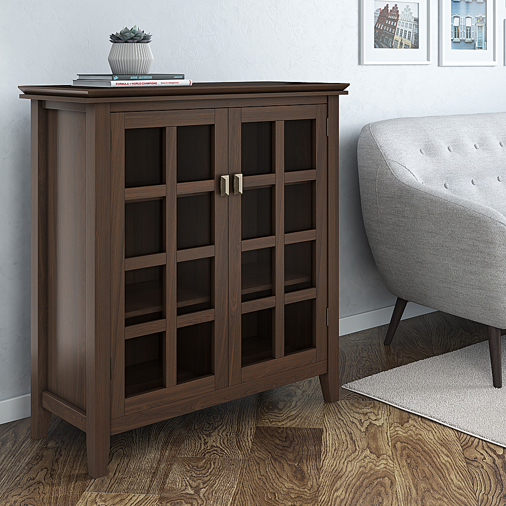 Angle View: Simpli Home - Artisan SOLID WOOD 38 inch Wide Transitional Medium Storage Cabinet in - Tobacco Brown