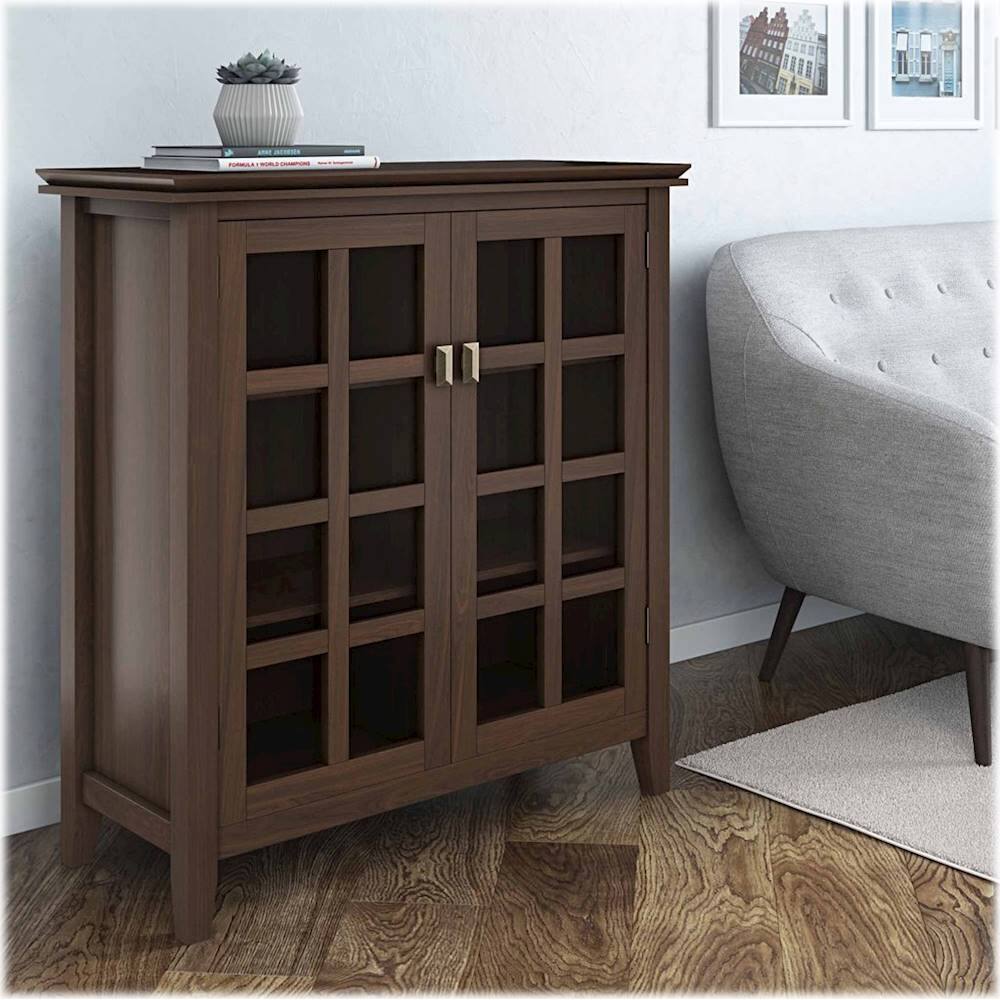 Alt View 15. Simpli Home - Artisan SOLID WOOD 38 inch Wide Transitional Medium Storage Cabinet in Tobacco Brown - Tobacco Brown.