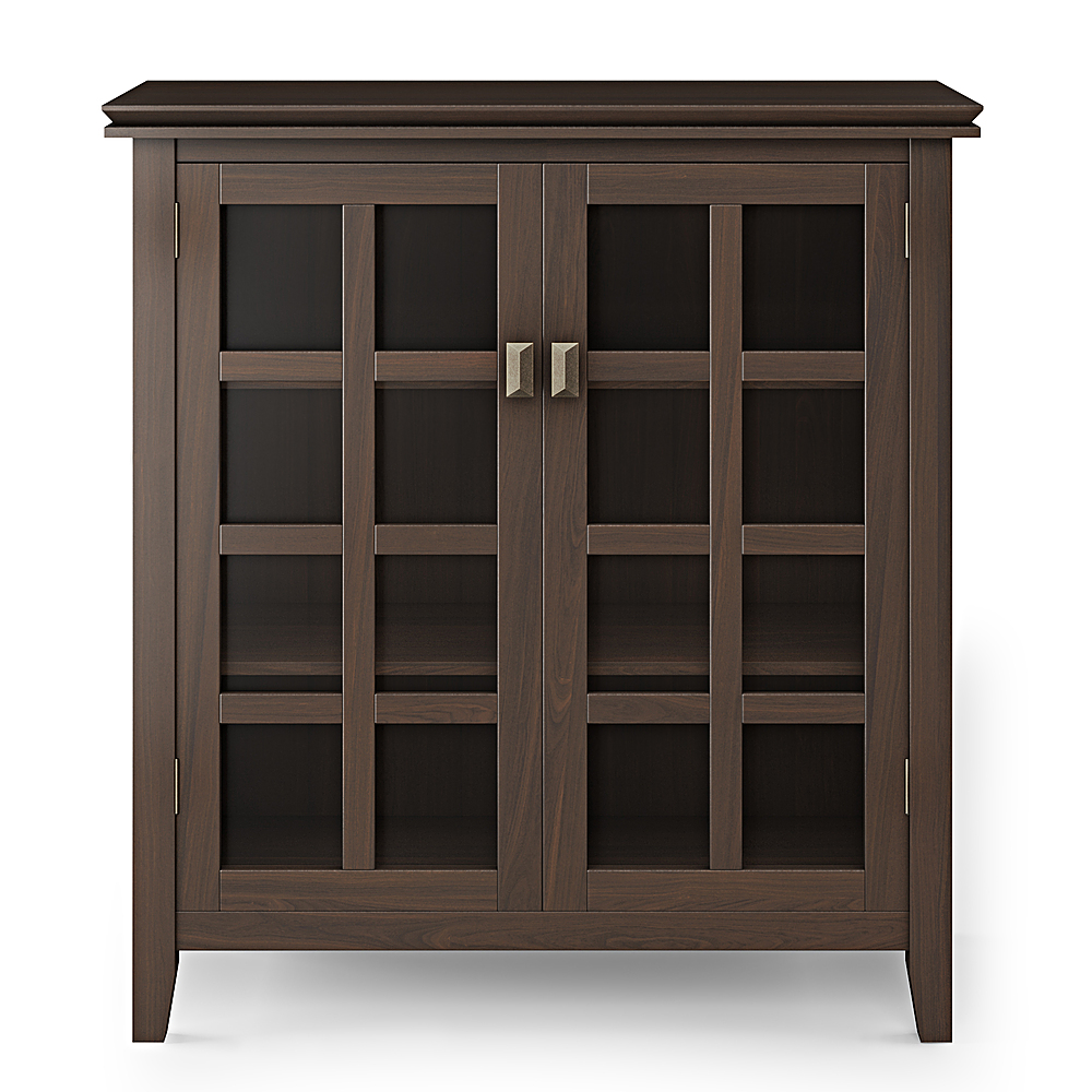 Left View: Simpli Home - Artisan SOLID WOOD 38 inch Wide Transitional Medium Storage Cabinet in - Tobacco Brown