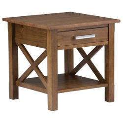 Simpli Home - Kitchener Rectangular Contemporary Wood 1-Drawer Side Table - Medium Saddle Brown - Front_Zoom
