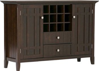 Simpli Home - Bedford Rustic Solid Wood 4-Shelf 2-Drawer Sideboard, Buffet, Credenza, and Wine Rack - Dark Tobacco Brown - Angle_Zoom