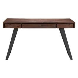 Simpli Home - Lowry Rectangular Modern Industrial Solid Acacia Wood 2-Drawer Table - Distressed Charcoal Brown