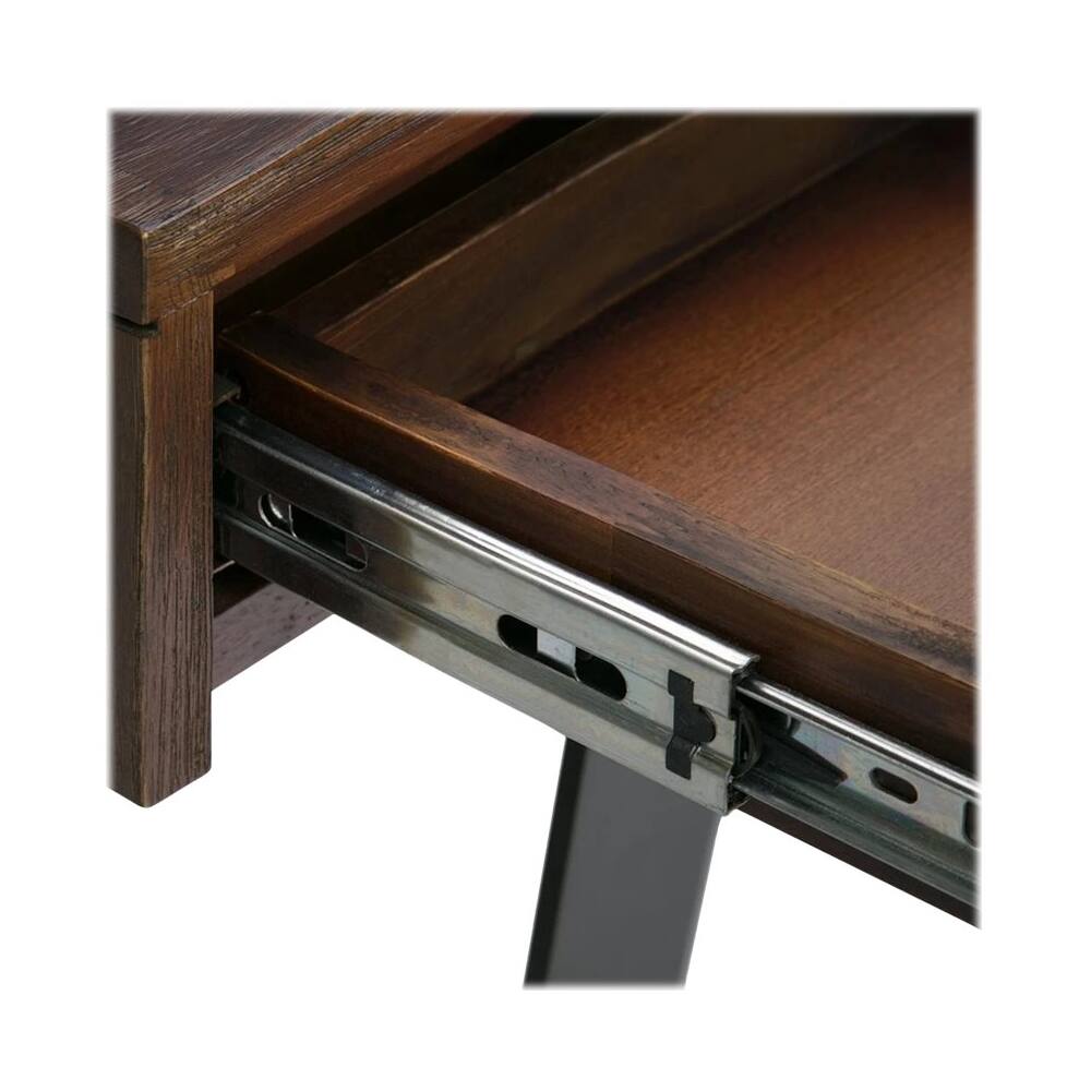 Alt View 14. Simpli Home - Lowry Rectangular Modern Industrial Solid Acacia Wood 2-Drawer Table - Distressed Charcoal Brown.