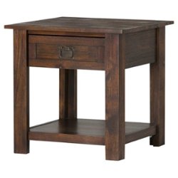 Simpli Home - Monroe Square Rustic Contemporary Solid Acacia Wood 1-Drawer End Side Table - Distressed Charcoal Brown - Front_Zoom