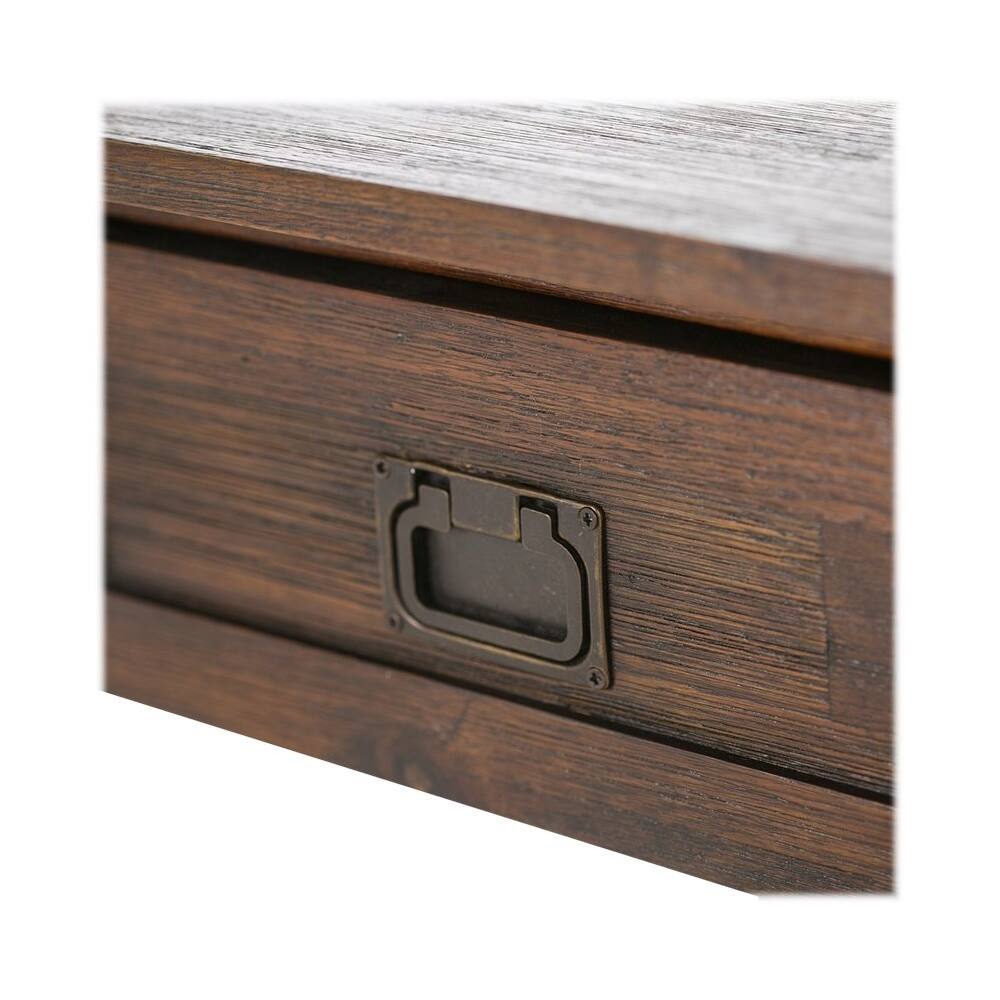 Alt View 12. Simpli Home - Monroe Square Rustic Contemporary Solid Acacia Wood 1-Drawer End Side Table - Distressed Charcoal Brown.