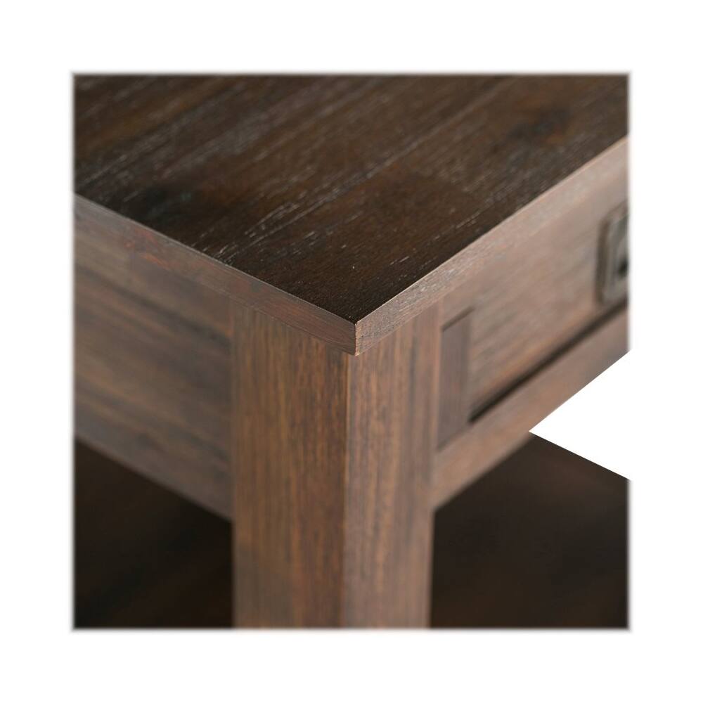 Alt View 13. Simpli Home - Monroe Square Rustic Contemporary Solid Acacia Wood 1-Drawer End Side Table - Distressed Charcoal Brown.