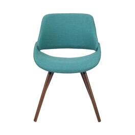 Simpli Home - Malden Mid Century Modern Bentwood Dining Chair in Turquoise Blue Woven Fabric - Blue Turquoise