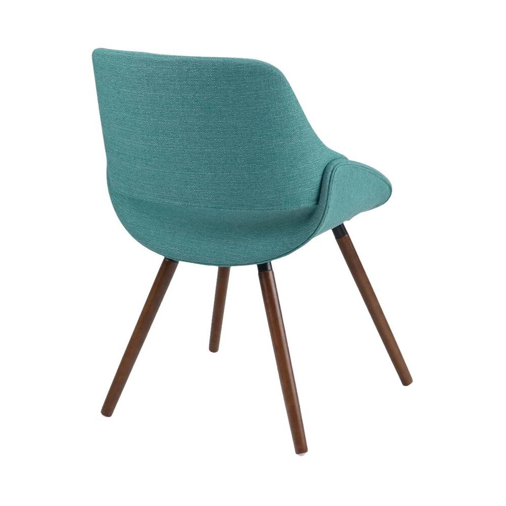 Alt View 12. Simpli Home - Malden Mid Century Modern Bentwood Dining Chair in Turquoise Blue Woven Fabric - Blue Turquoise.