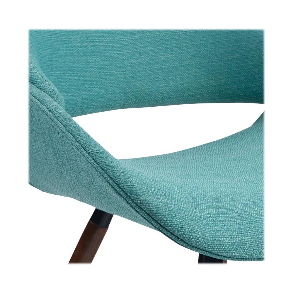 Alt View 14. Simpli Home - Malden Mid Century Modern Bentwood Dining Chair in Turquoise Blue Woven Fabric - Blue Turquoise.
