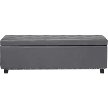 Front. Simpli Home - Hamilton Storage Ottoman - Stone Gray.