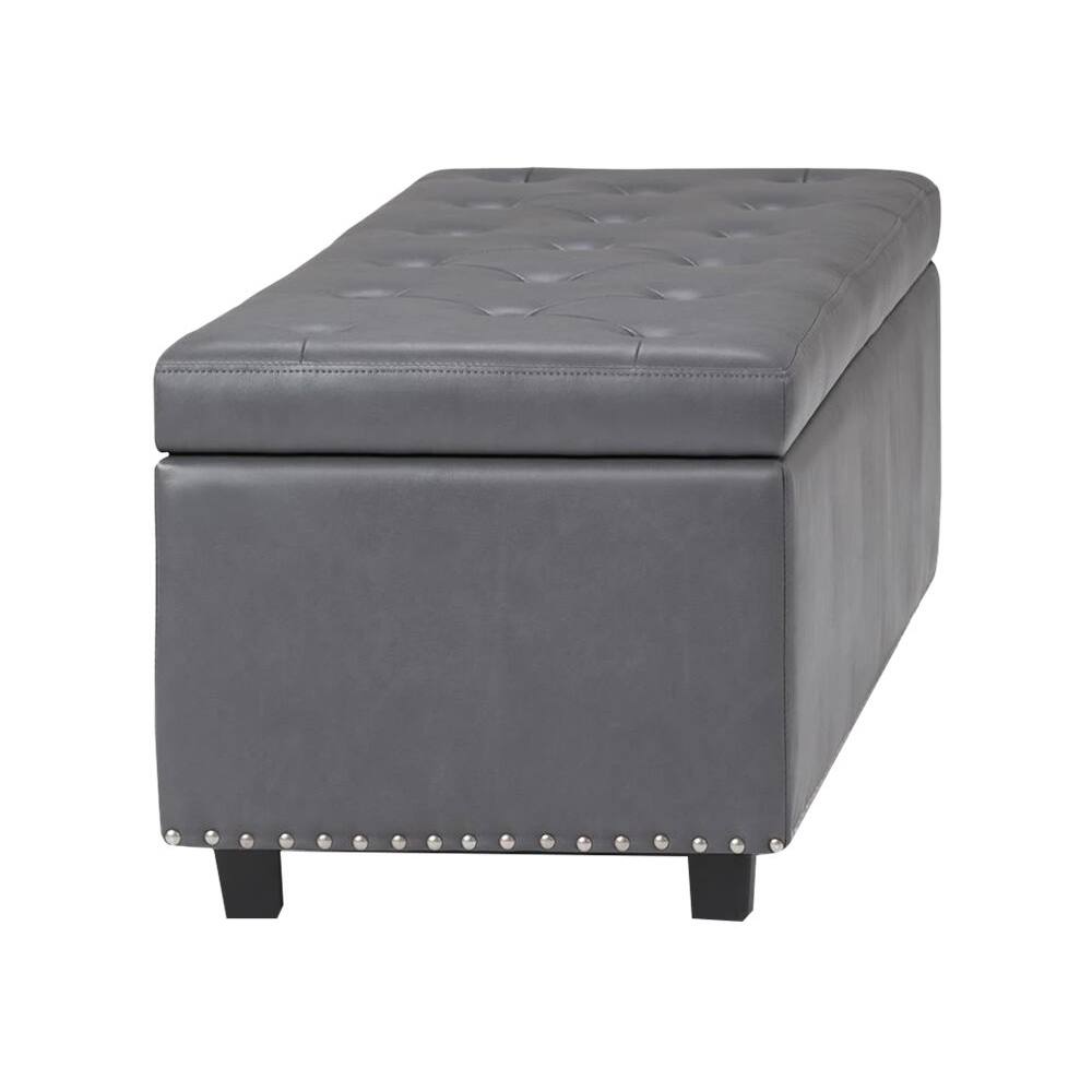 Left. Simpli Home - Hamilton Storage Ottoman - Stone Gray.