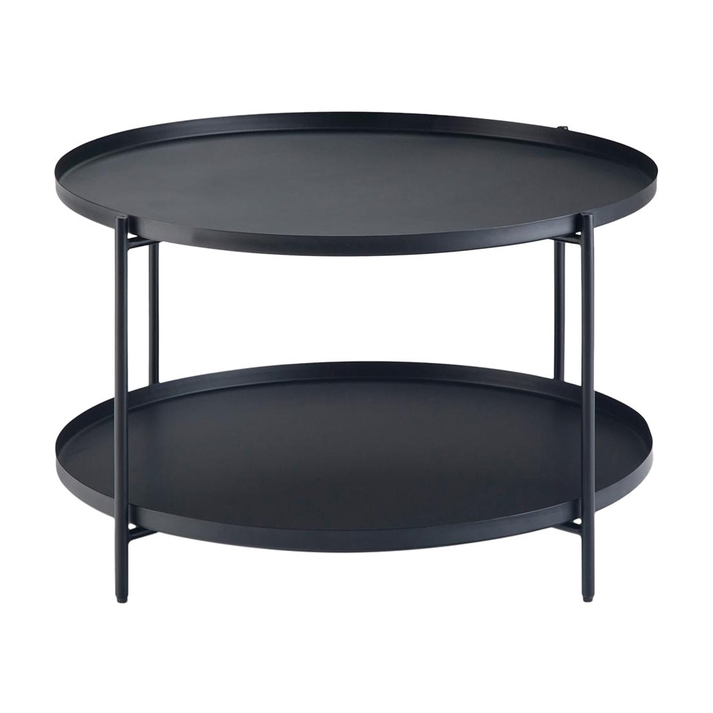 Simpli Home Monet Round Modern, Round Metal Accent Table Black