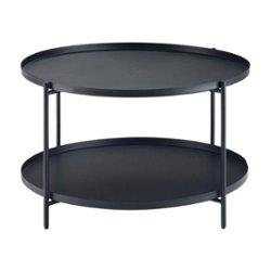 Simpli Home - Monet Round Modern Industrial Metal Coffee Table - Black - Front_Zoom