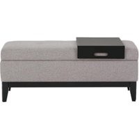 Simpli Home - Oregon Storage Ottoman Bench with Tray - Gray Cloud - Front_Zoom