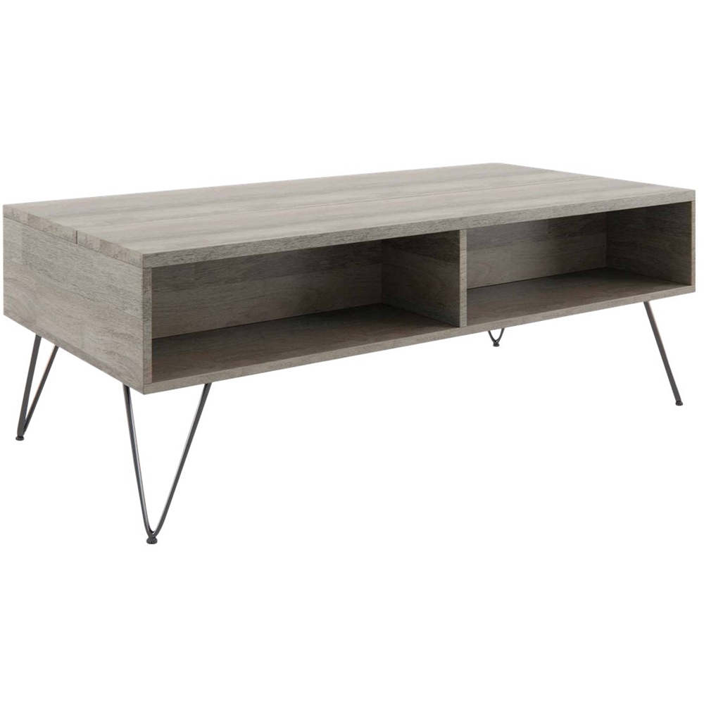 Left View: Simpli Home - Hunter Rectangular Contemporary Industrial Solid Mango Wood Coffee Table - Gray