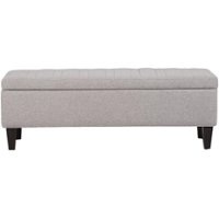 Simpli Home - Monroe Rectangular Contemporary Foam/Plywood Ottoman With Inner Storage - Gray Cloud - Front_Zoom