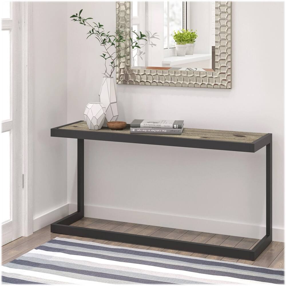 Alt View Zoom 13. Simpli Home - Erina Rectangular Modern Industrial Solid Acacia Wood Sofa Table - Distressed Gray.