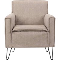 Simpli Home - Warren Mid-Century Modern Woven Fabric Armchair - Mocha - Front_Zoom