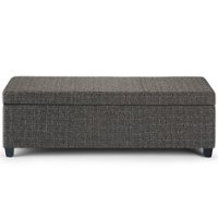 Simpli Home - Avalon 48 inch Wide Contemporary Rectangle Storage Ottoman Bench - Dark Gray - Front_Zoom