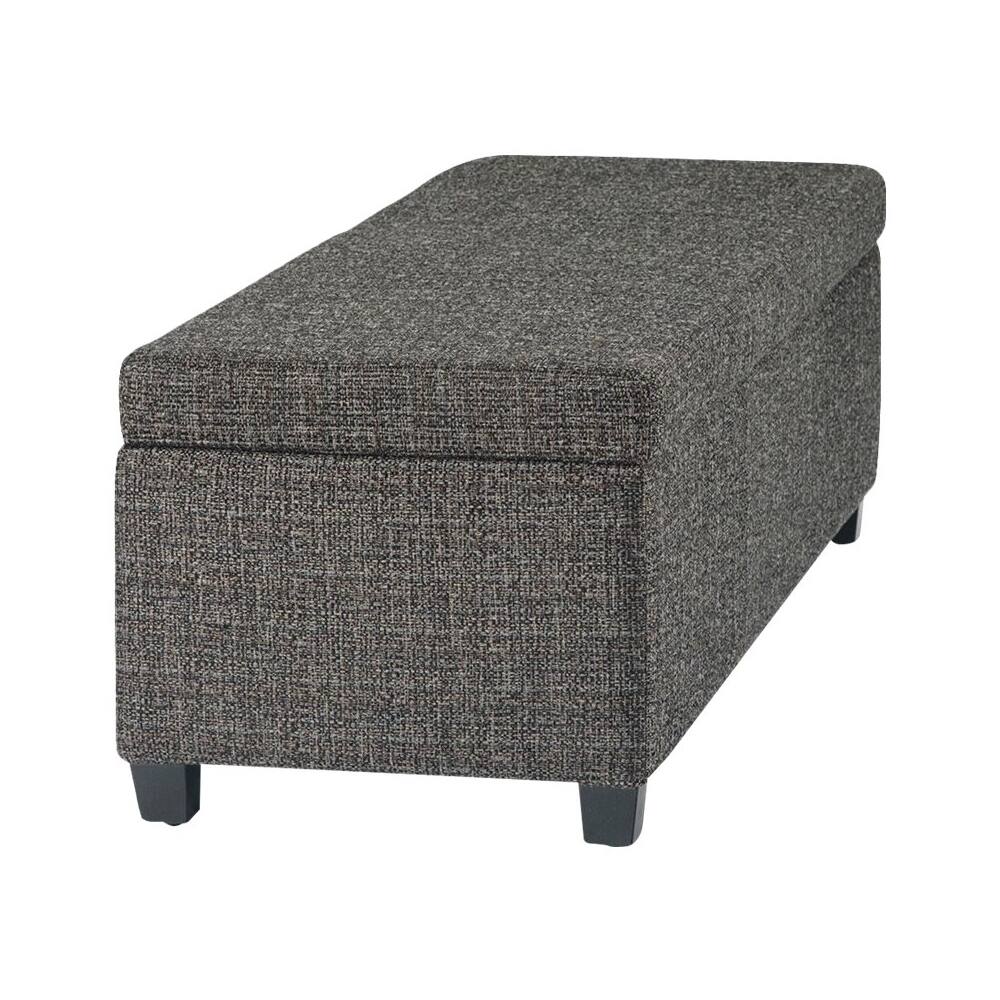 Angle View: Simpli Home - Avalon 48 inch Wide Contemporary Rectangle Storage Ottoman Bench - Dark Gray