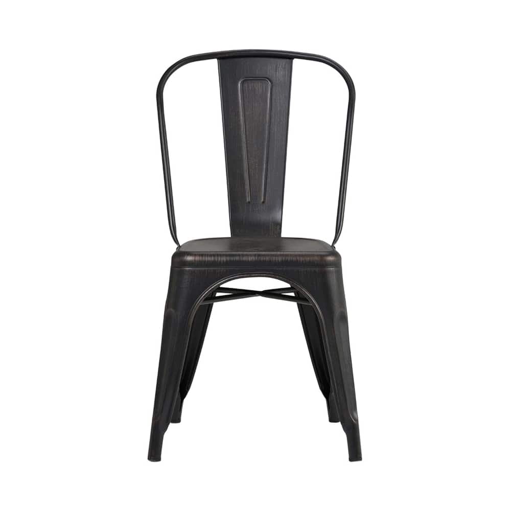 Simpli Home - Fletcher Contemporary Industrial Metal Dining Chairs (Set of 2) - Powder Coated Distressed Black And Copper - Front_Zoom