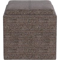 Simpli Home - Rockwood Square Contemporary Tweed Storage Ottoman - Mink Brown - Front_Zoom