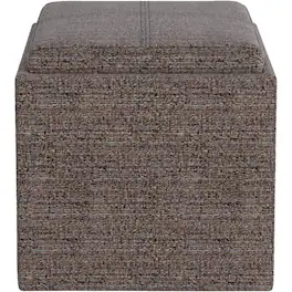Simpli Home - Rockwood Square Contemporary Tweed Storage Ottoman - Mink Brown