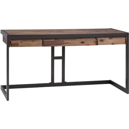 Simpli Home - Erina Modern Industrial Solid Acacia Wood 2-Drawer Writing Desk - Rustic Natural Aged Brown