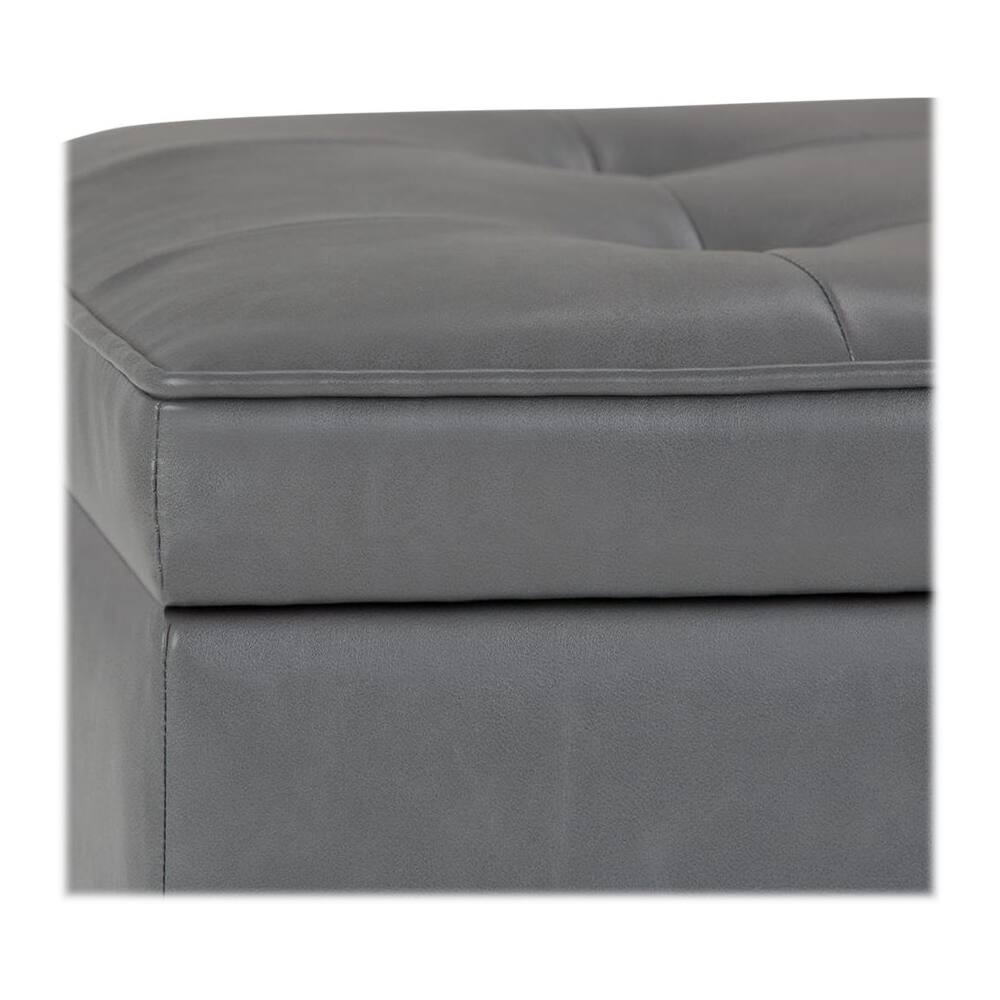 Alt View 11. Simpli Home - Cosmopolitan Rectangular Traditional Wood/Plywood Bench Ottoman With Inner Storage - Stone Gray.