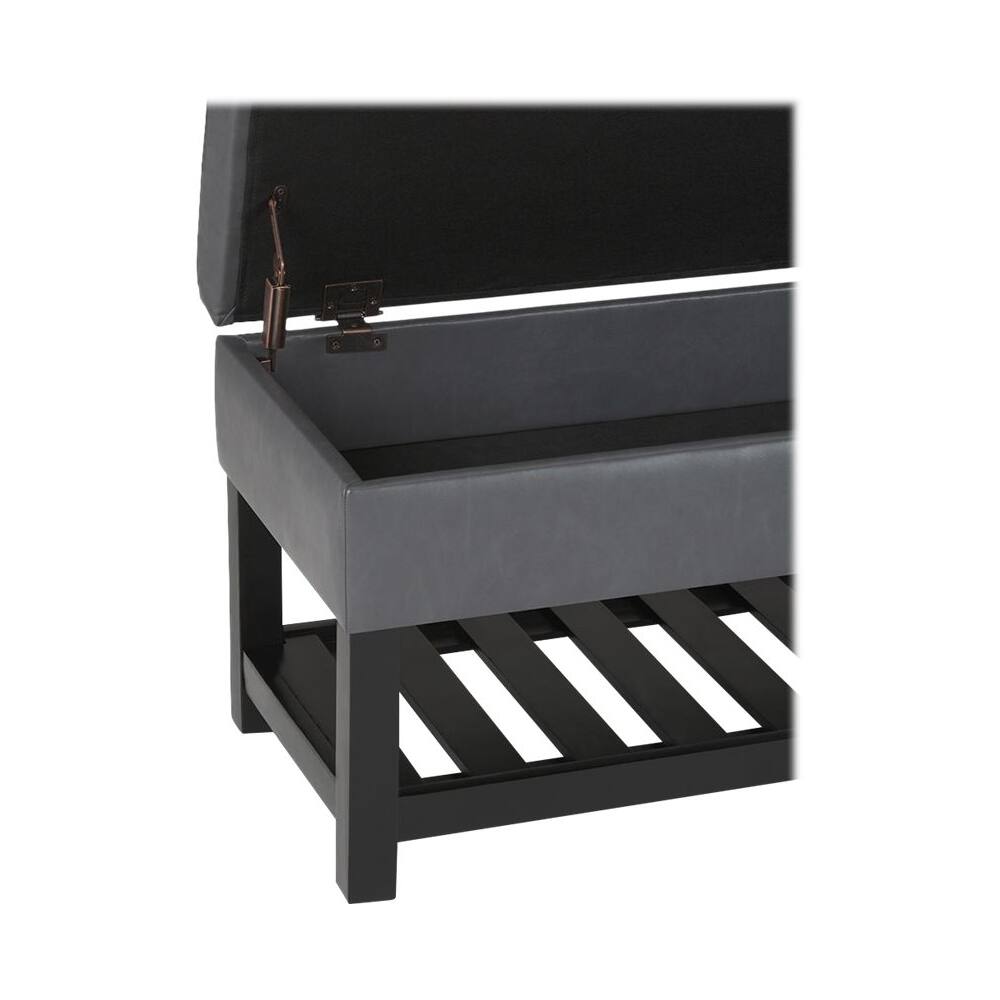 Alt View 12. Simpli Home - Cosmopolitan Rectangular Traditional Wood/Plywood Bench Ottoman With Inner Storage - Stone Gray.