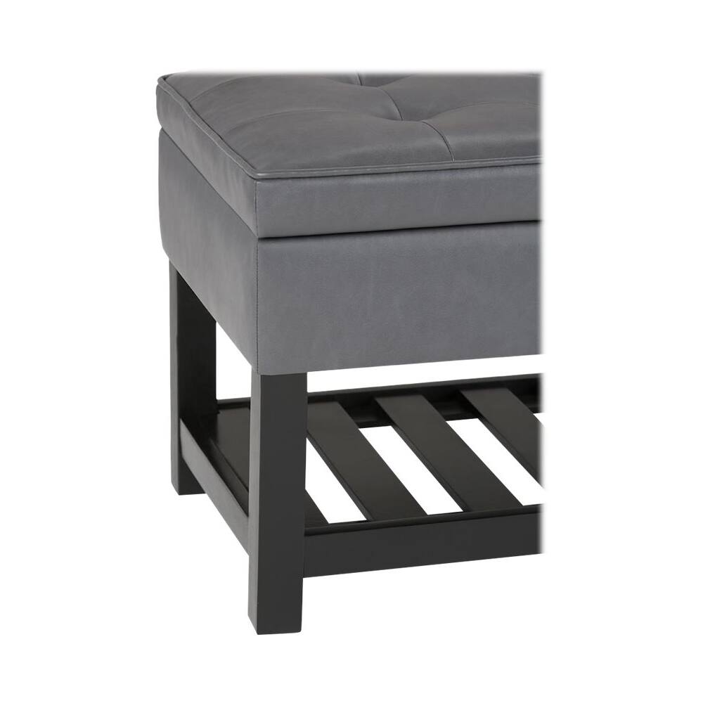 Alt View 14. Simpli Home - Cosmopolitan Rectangular Traditional Wood/Plywood Bench Ottoman With Inner Storage - Stone Gray.