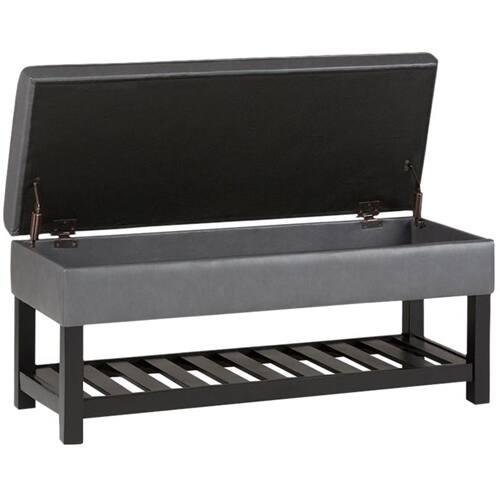 Alt View 16. Simpli Home - Cosmopolitan Rectangular Traditional Wood/Plywood Bench Ottoman With Inner Storage - Stone Gray.