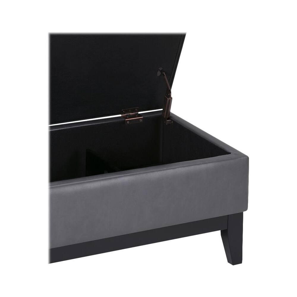Alt View 14. Simpli Home - Oregon Storage Ottoman Bench with Tray - Stone Gray.