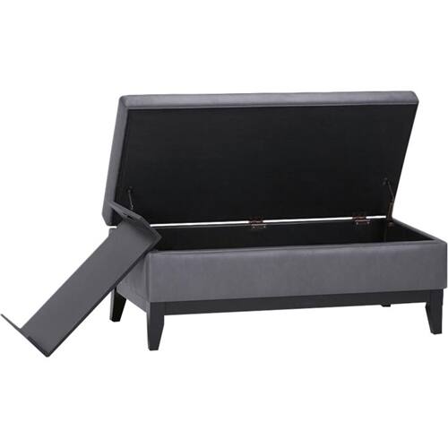 Alt View 16. Simpli Home - Oregon Storage Ottoman Bench with Tray - Stone Gray.