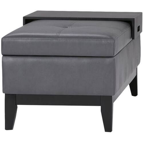 Alt View 17. Simpli Home - Oregon Storage Ottoman Bench with Tray - Stone Gray.