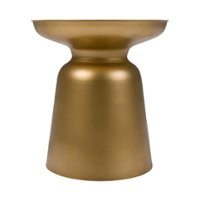 Simpli Home - Toby Round Contemporary Metal Accent Table - Gold - Front_Zoom