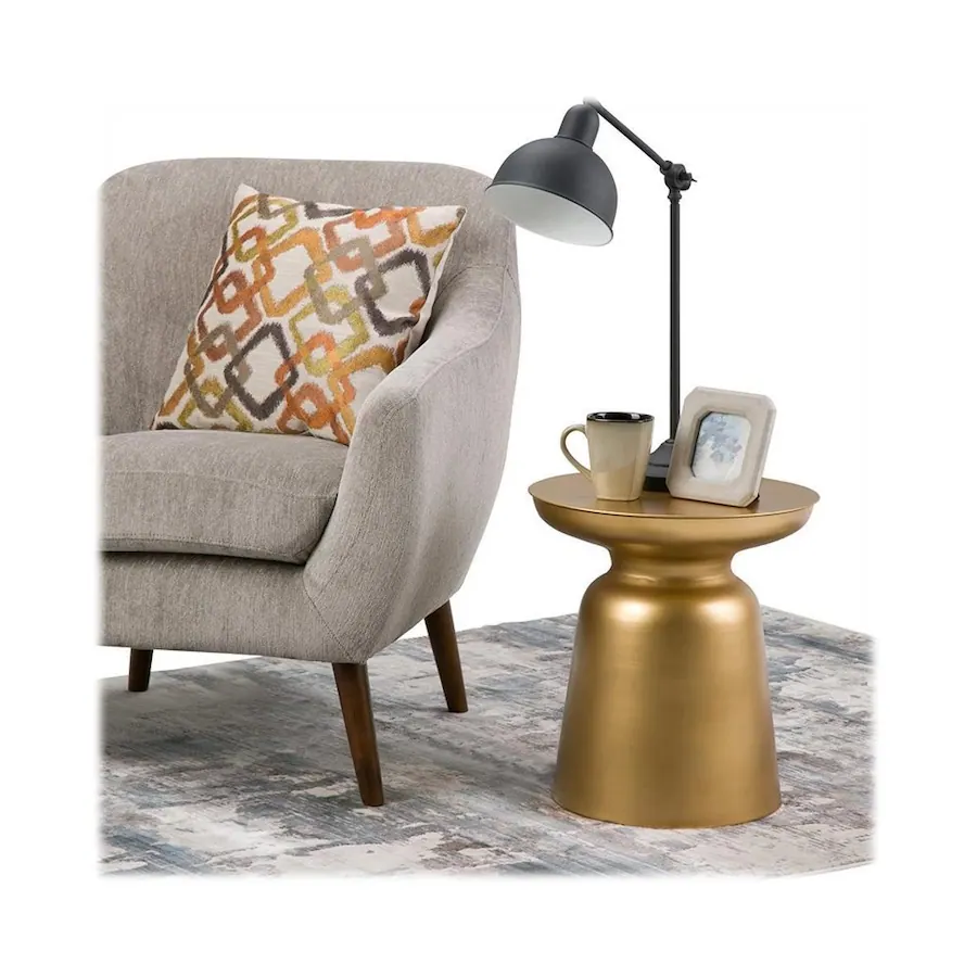 Simpli Home Toby Round Contemporary Metal Accent Table Gold AXCMTBL-04 ...