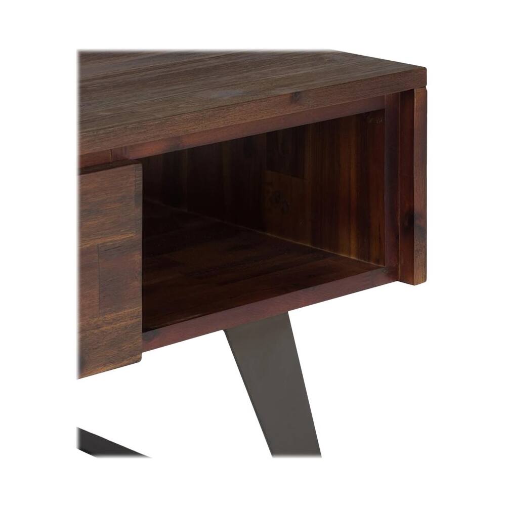 Alt View 16. Simpli Home - Lowry Rectangular Modern Industrial Solid Acacia Wood 2-Drawer Coffee Table - Distressed Charcoal Brown.