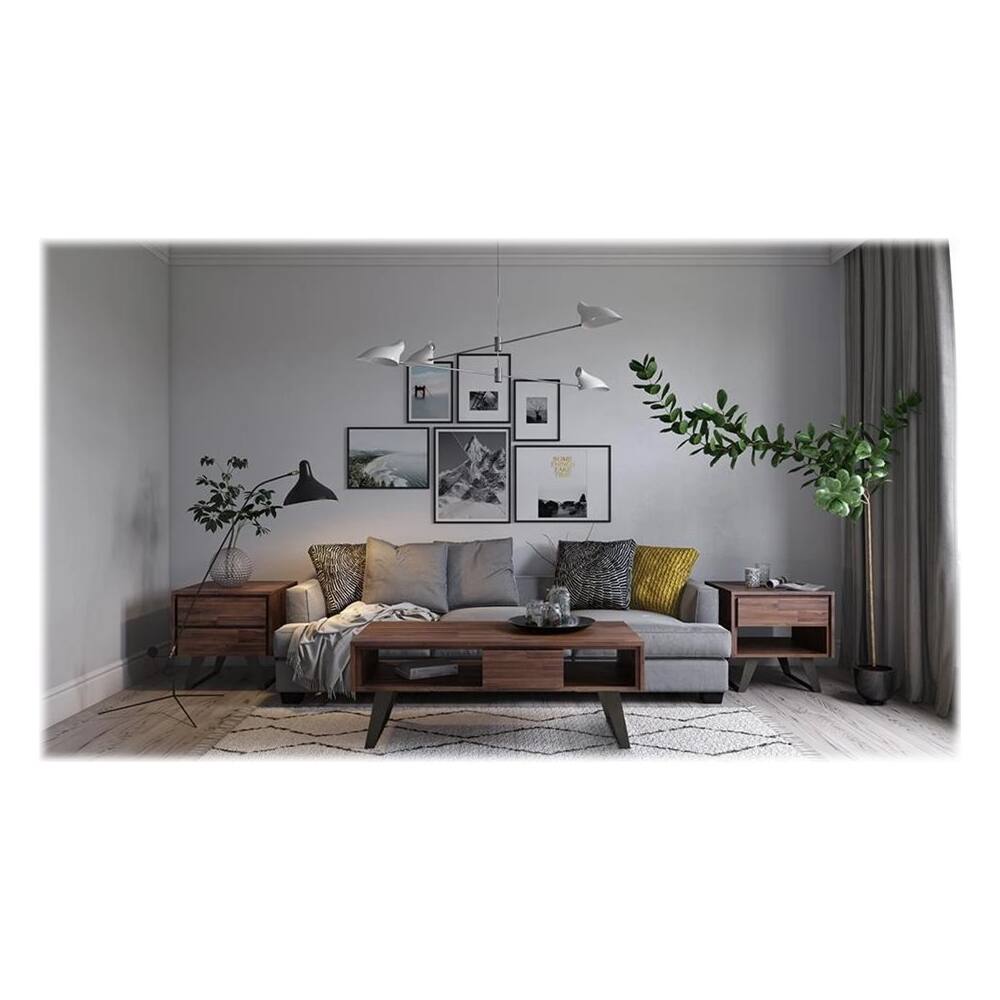 Alt View 17. Simpli Home - Lowry Rectangular Modern Industrial Solid Acacia Wood 2-Drawer Coffee Table - Distressed Charcoal Brown.